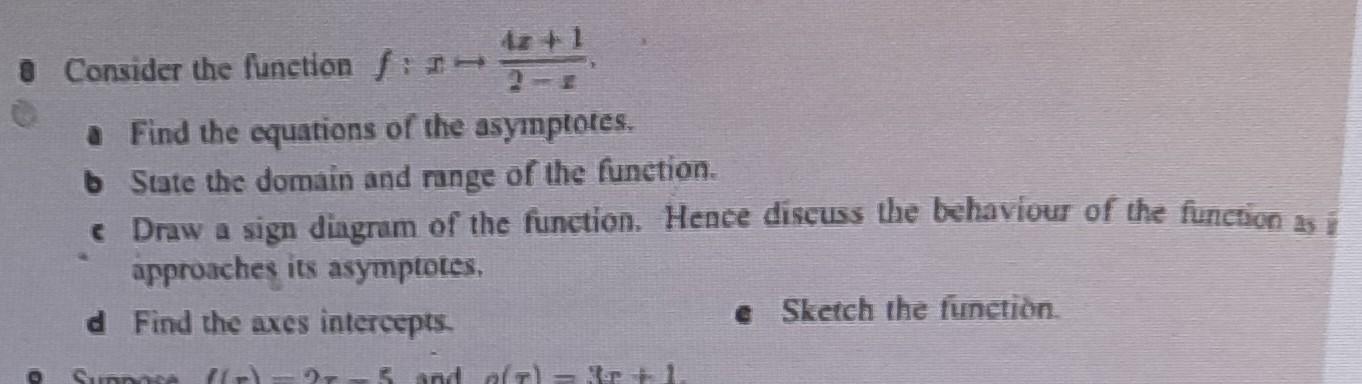 Solved 8 Consider the function f:x→2−x4x+1, a Find the | Chegg.com