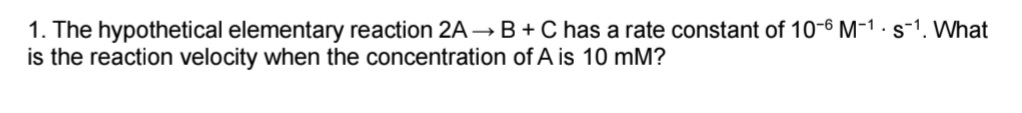 Solved The hypothetical elementary reaction 2A→B+C ﻿has a | Chegg.com