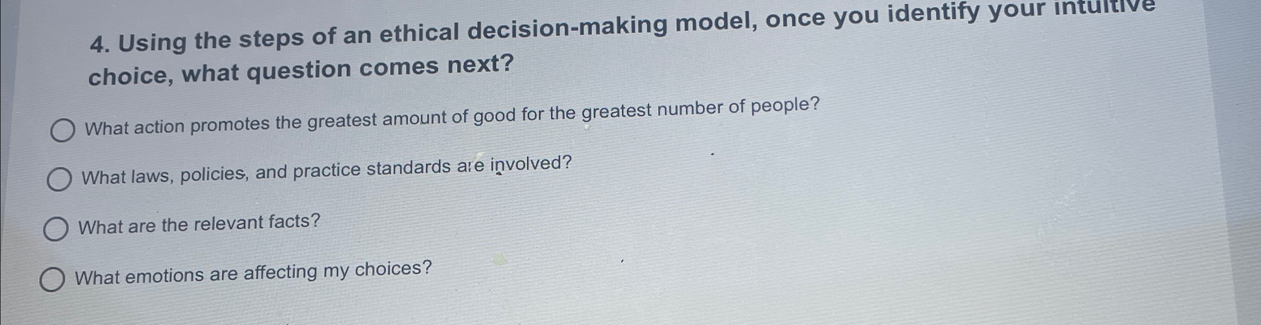 Solved Using the steps of an ethical decision-making model, | Chegg.com