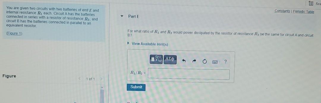 Solved Part B You Are Given Two Circuits With Two Batteries | Chegg.com