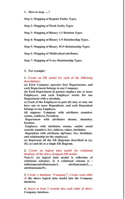Solved 2. Create an logical data model for relational | Chegg.com