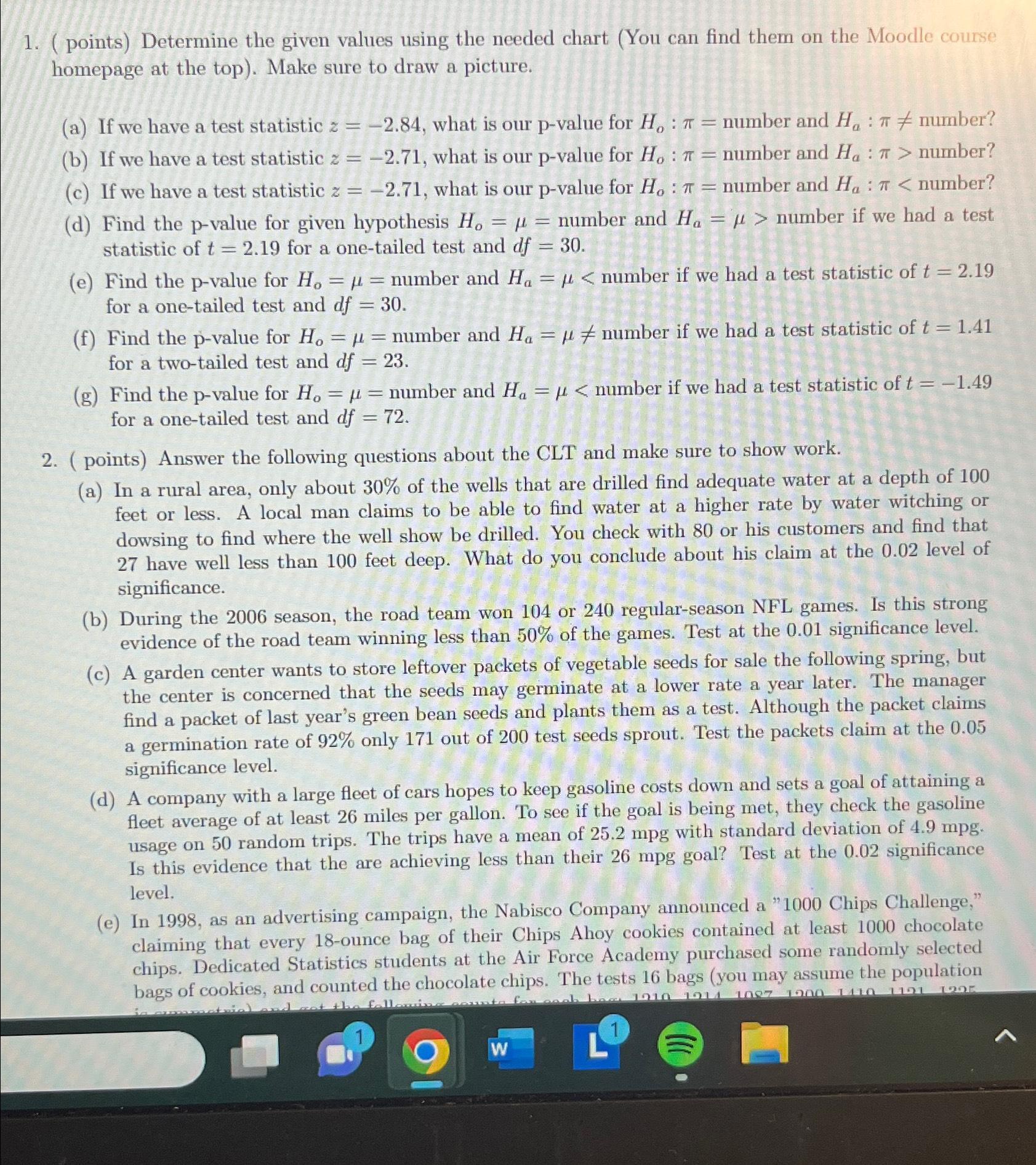 Solved I need help with 1a, 1b,1d,1f,2c,and 2D ﻿points) | Chegg.com