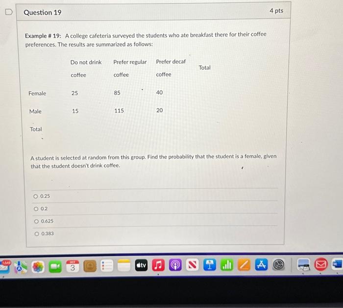 Solved Example \19 A college cafeteria surveyed the