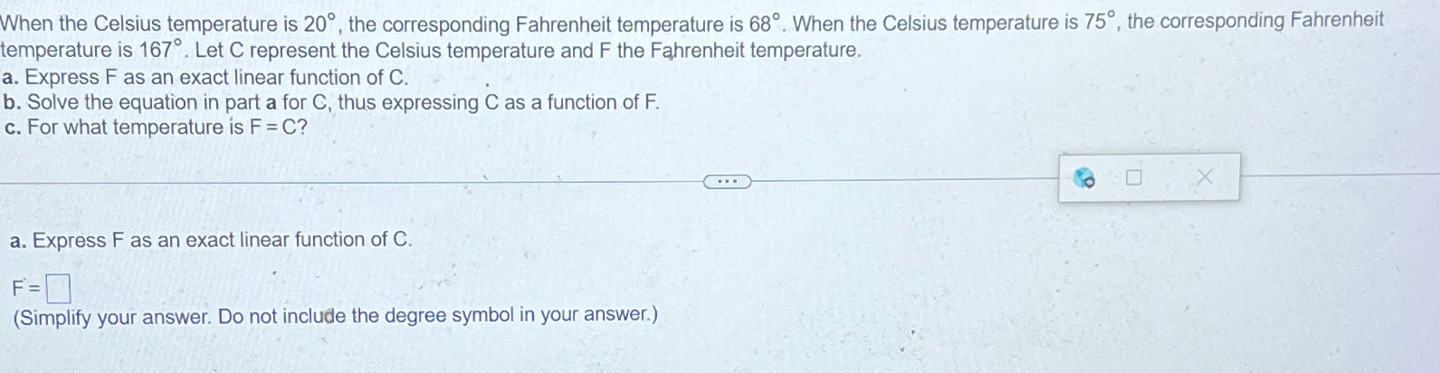 Solved When the Celsius temperature is 20°, ﻿the | Chegg.com