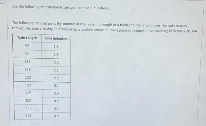 Solved Use the following information to answer the next 8 | Chegg.com