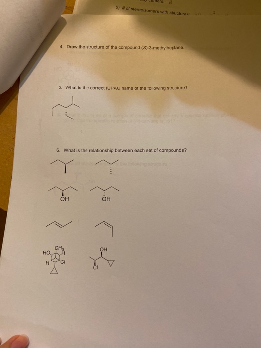 Solved B) # Of Stereoisomers With Structures 4. Draw The | Chegg.com