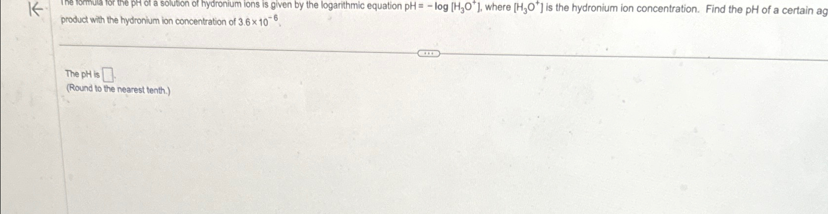 Solved The formula for the pH ﻿of a solution of hydronium | Chegg.com
