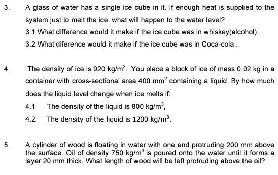 Solved 3 3 A Glass Of Water Has A Single Ice Cube In It If 8373