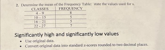 Solved 2. Determine the mean of the Frequency Table: state | Chegg.com
