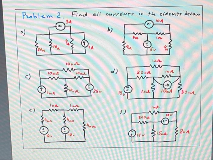 Solved Problem 2. Find all currents in the circuits below 3A | Chegg.com