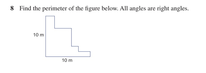 Solved 8 Find the perimeter of the figure below. All angles | Chegg.com