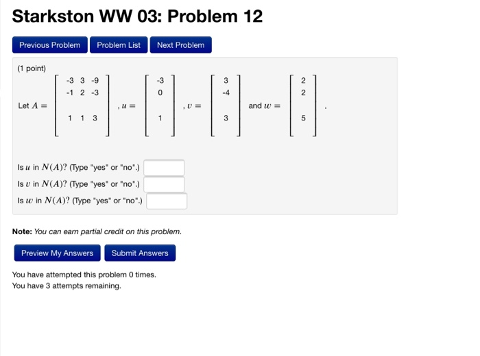Solved Starkston WW 03: Problem 12 Previous Problem Problem | Chegg.com