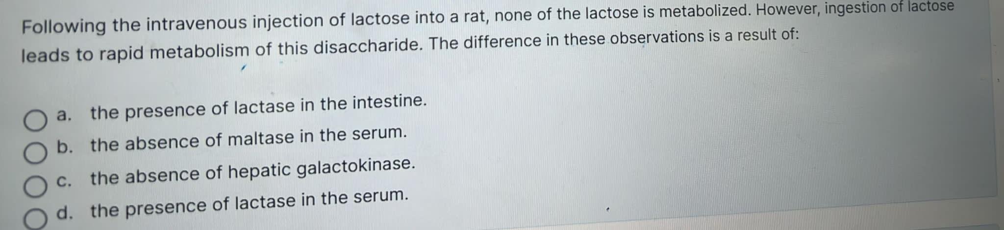 Solved Following the intravenous injection of lactose into a | Chegg.com