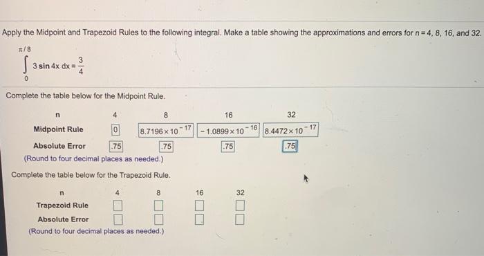 Solved Apply The Midpoint And Trapezoid Rules To The | Chegg.com