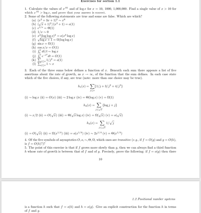 Solved Exercises For Section 1 1 1 Calculate The Values Chegg Com