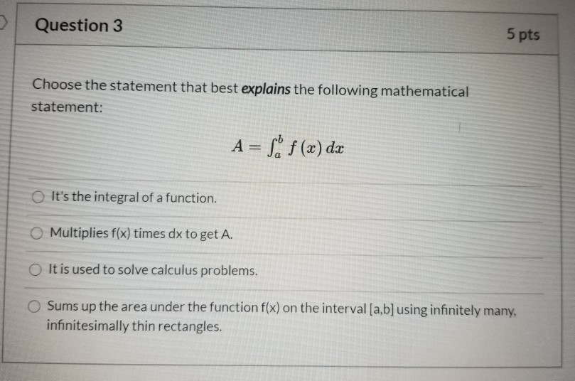 Solved Question 3 5 pts Choose the statement that best | Chegg.com