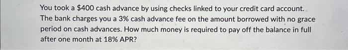 a cash advance loan with very high interest that must be repaid in two weeks is an example of