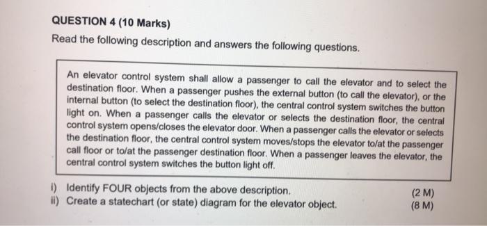 Solved QUESTION 4 (10 Marks) Read the following description | Chegg.com