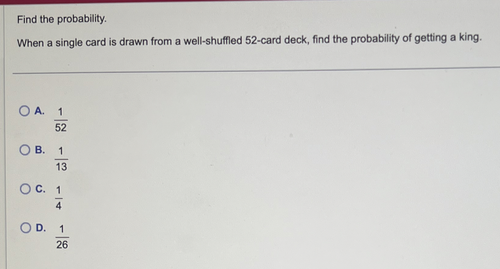 Solved Find the probability.When a single card is drawn from | Chegg.com