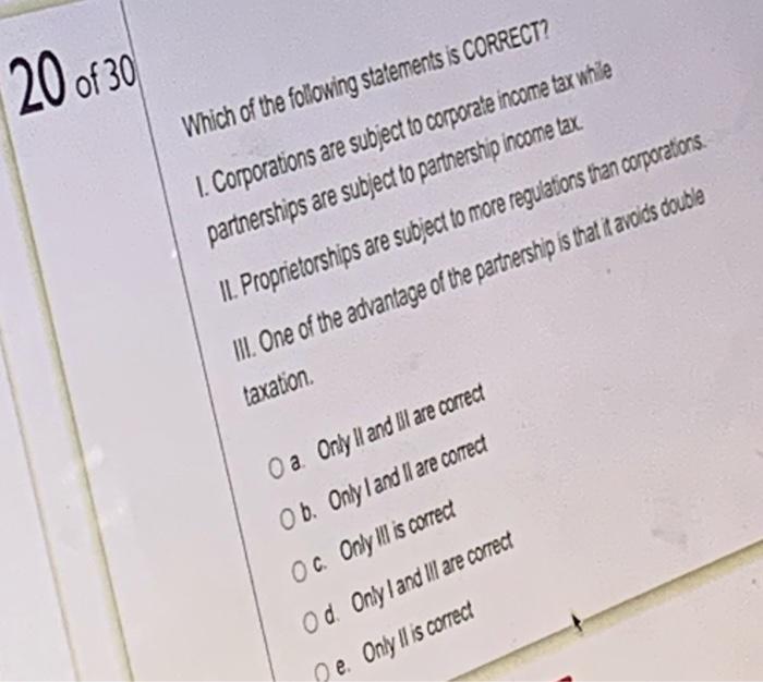 Solved 20 of 30 Which of the following statements is Chegg com