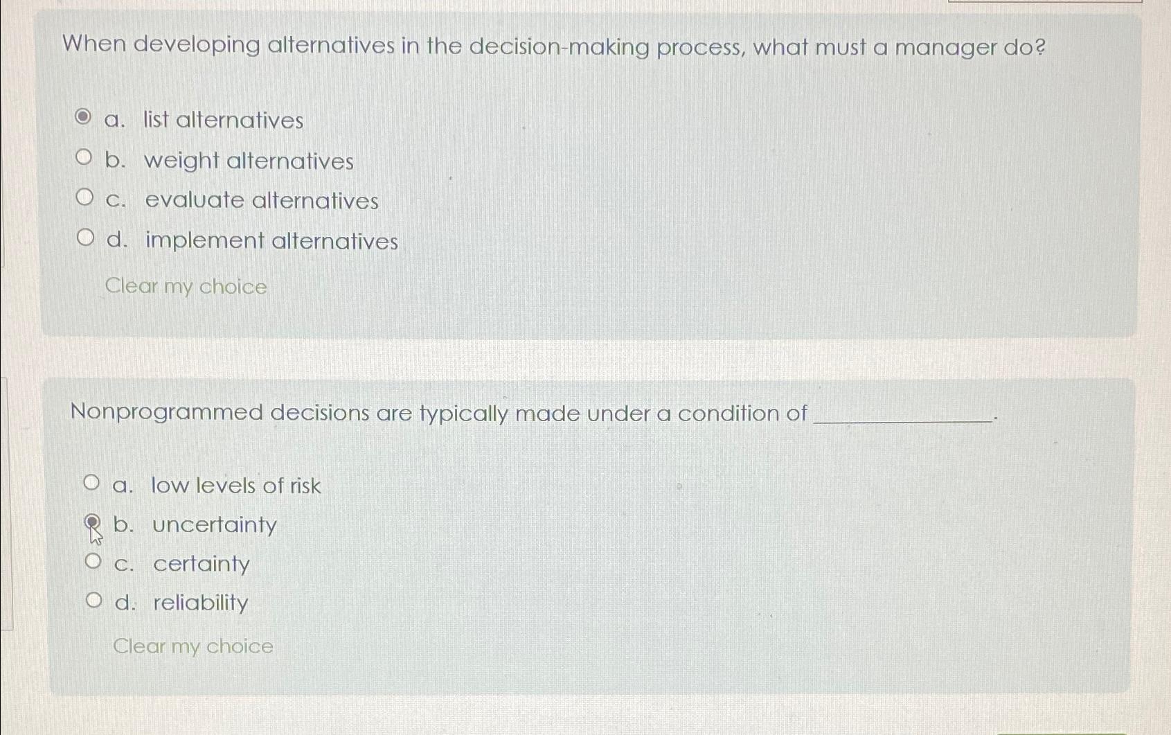 Solved When developing alternatives in the decision-making | Chegg.com