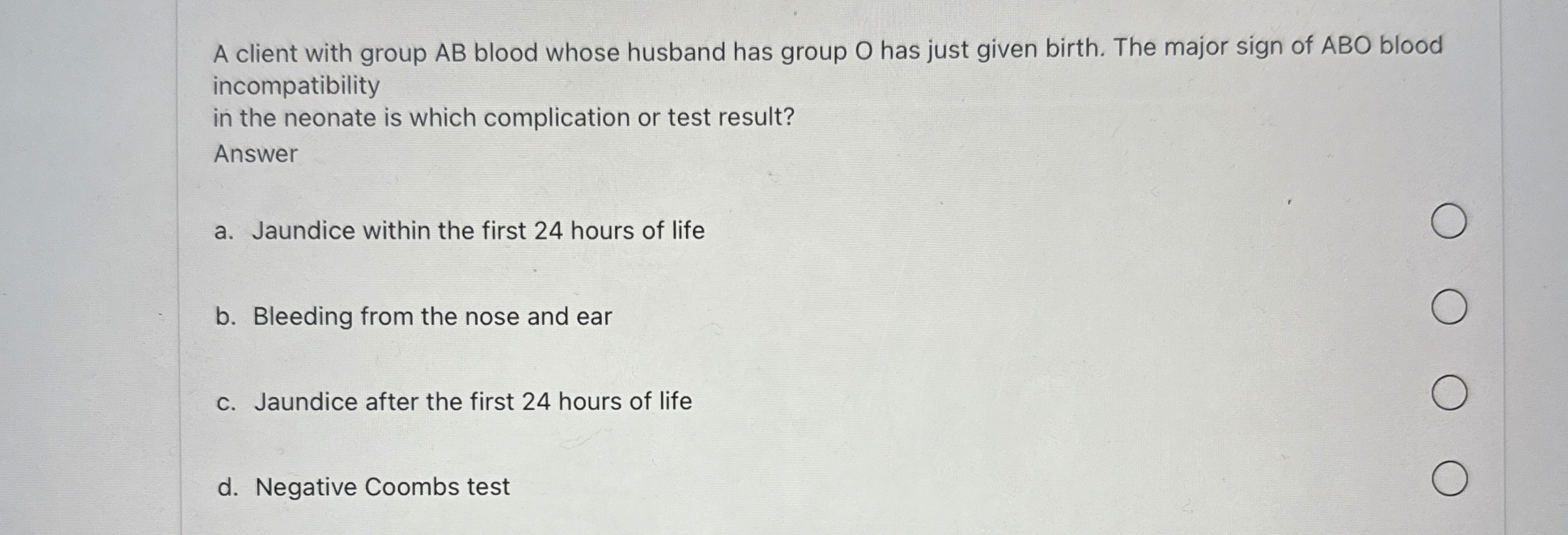 Solved A client with group AB blood whose husband has group | Chegg.com