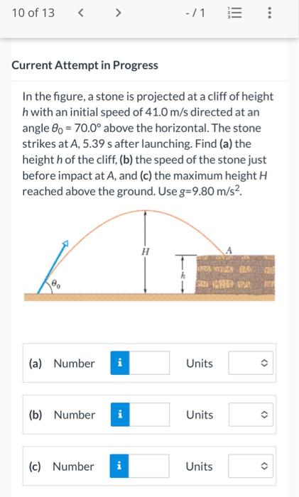 Solved In the figure, a stone is projected at a cliff of | Chegg.com
