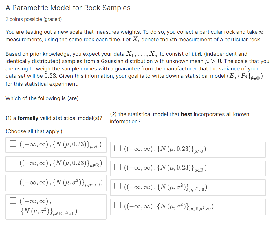Solved A Parametric Model for Rock Samples2 ﻿points possible | Chegg.com