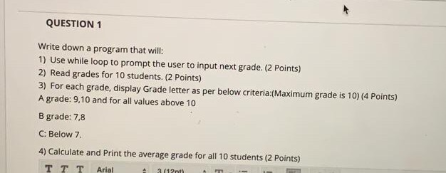 Solved QUESTION 1 Write down a program that will: 1) Use | Chegg.com