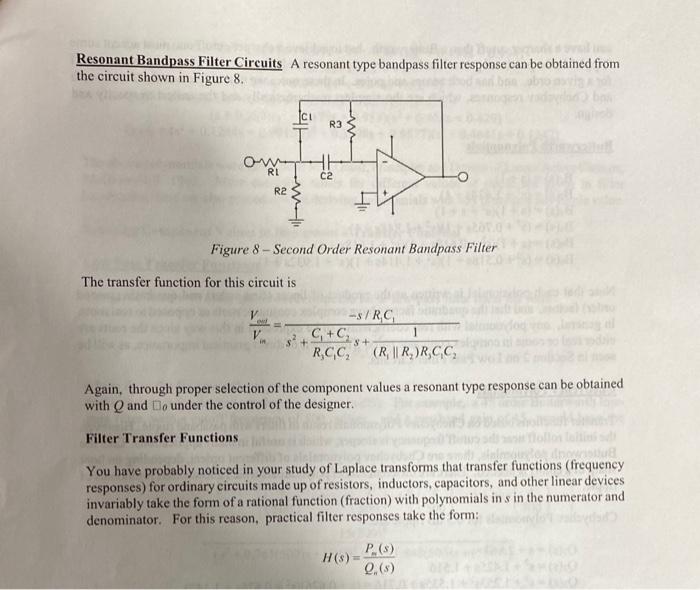 Solved Resonant Bandpass Filter Circuits A resonant type