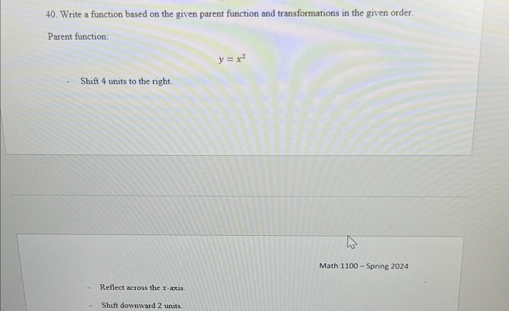 Solved Write a function based on the given parent function | Chegg.com
