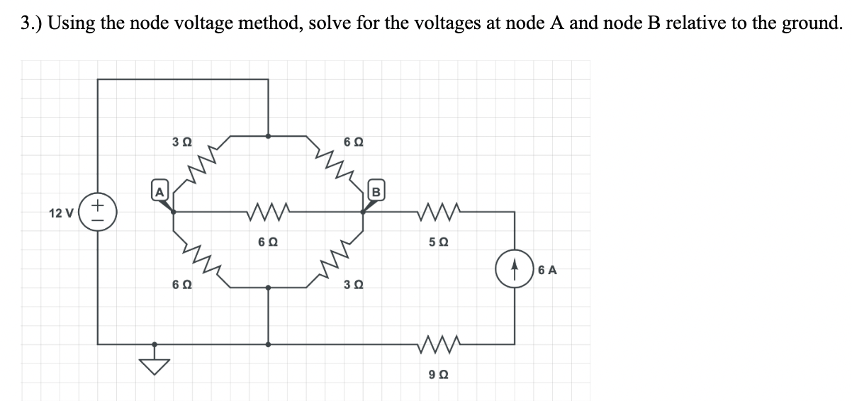 Solved 3.) ﻿Using the node voltage method, solve for the | Chegg.com