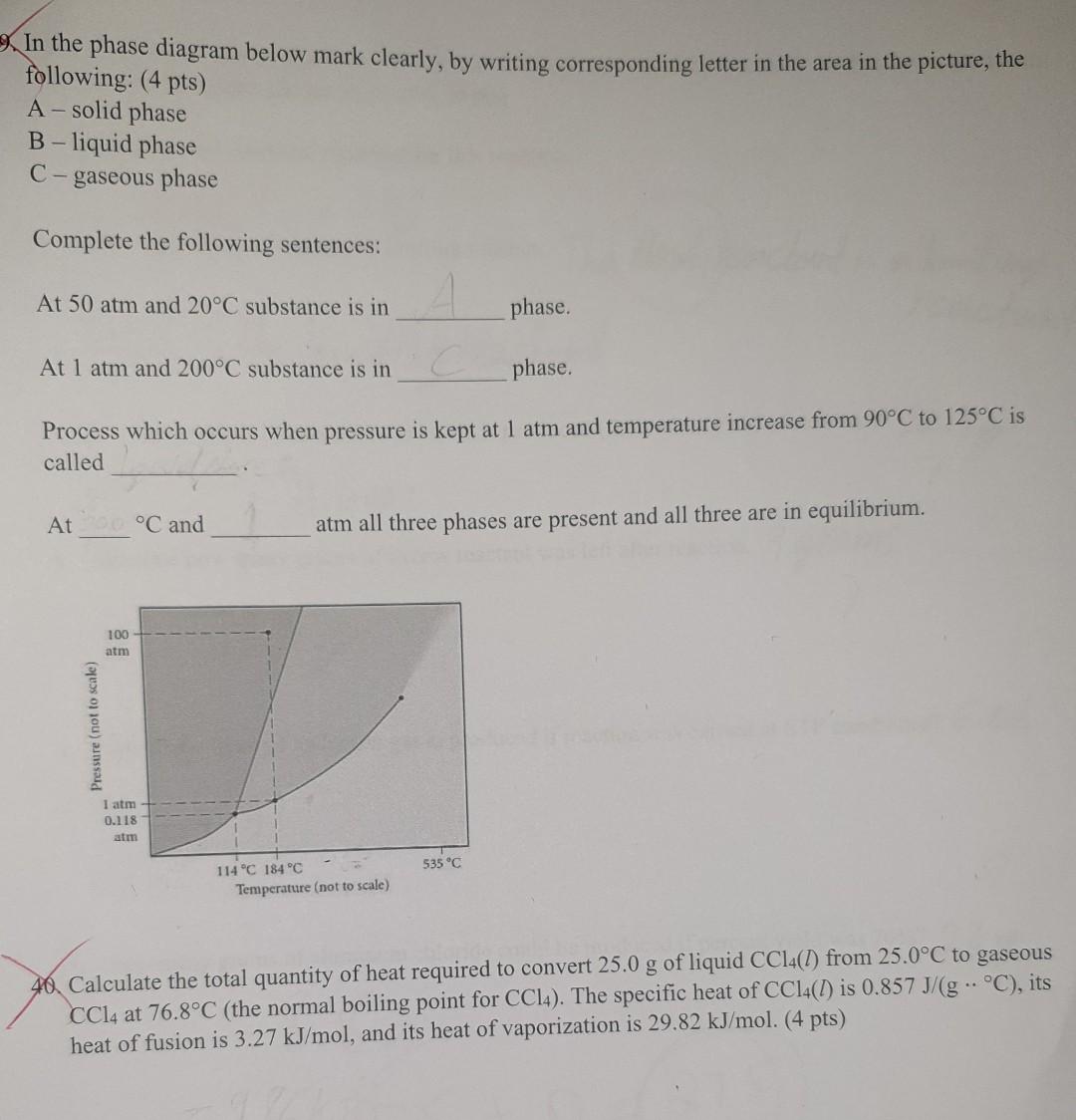 Solved 3. In the phase diagram below mark clearly, by | Chegg.com