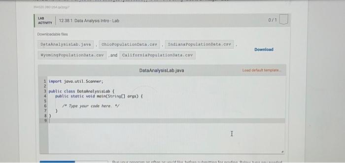 Solved java12.38 Data Analysis Intro - LabFor the next | Chegg.com