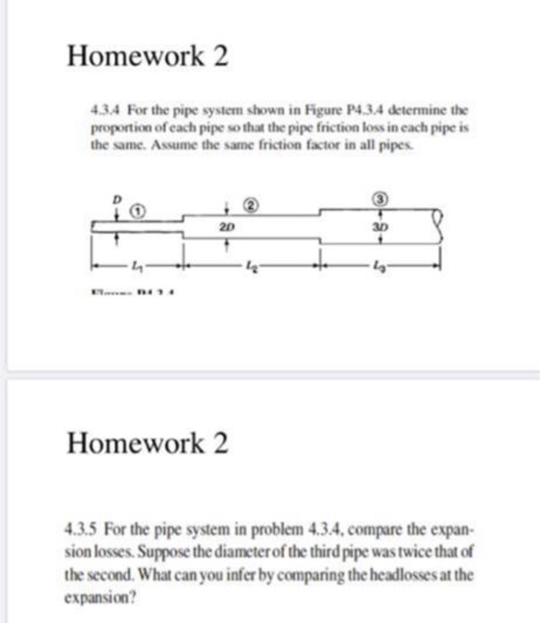 Solved Homework 2 4.3.4 For the pipe system shown in Figure | Chegg.com