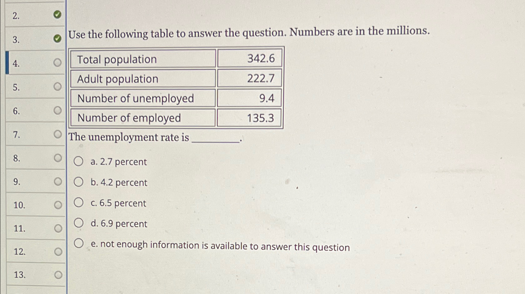 \table[[2.,],[3.,Use The Following Table To Answer | Chegg.com