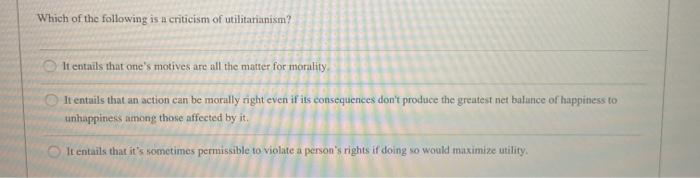 Solved Which of the following is a criticism of | Chegg.com