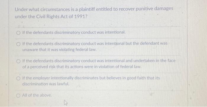 Solved Under what circumstances is a plaintiff entitled to | Chegg.com
