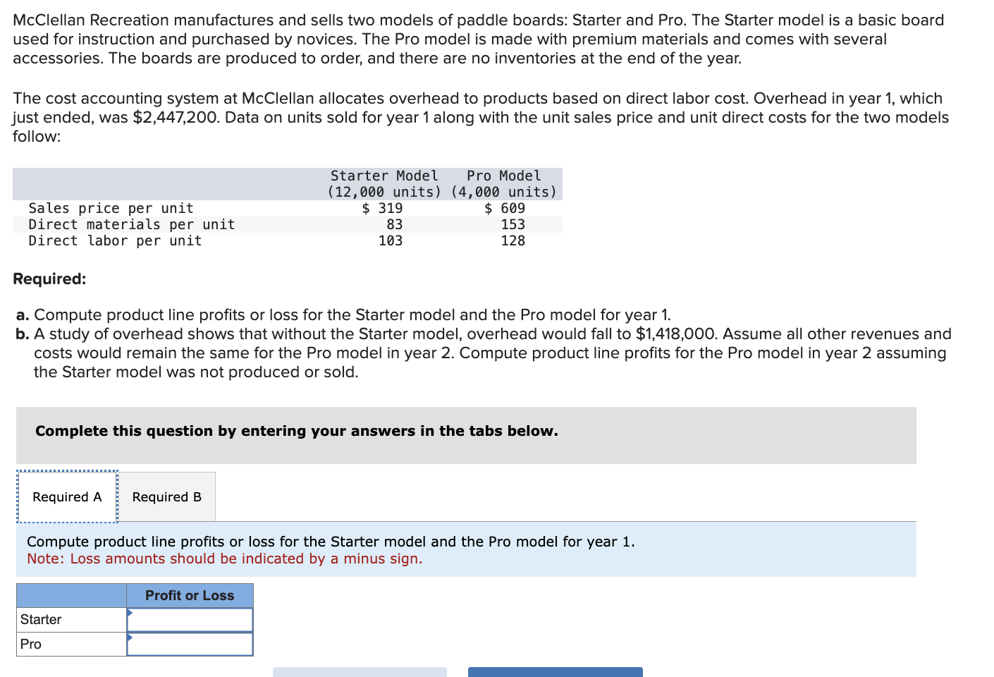 Solved ANSWER Part A And B. ﻿McClellan Recreation | Chegg.com