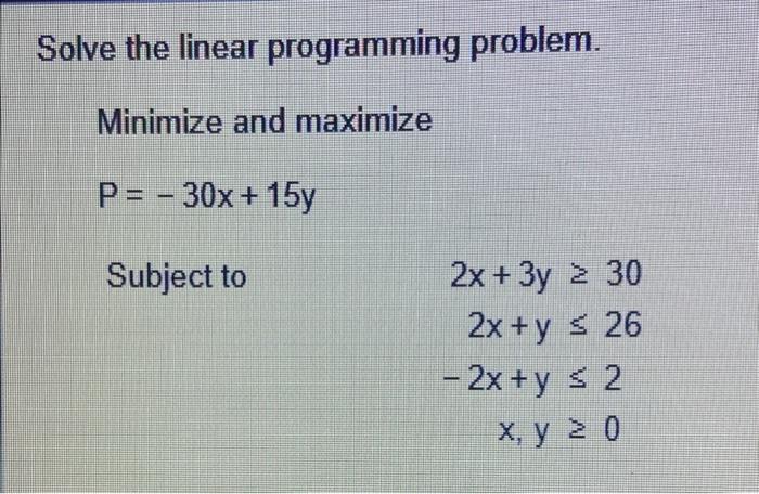 Solved Solve the linear programming problem. Minimize and | Chegg.com