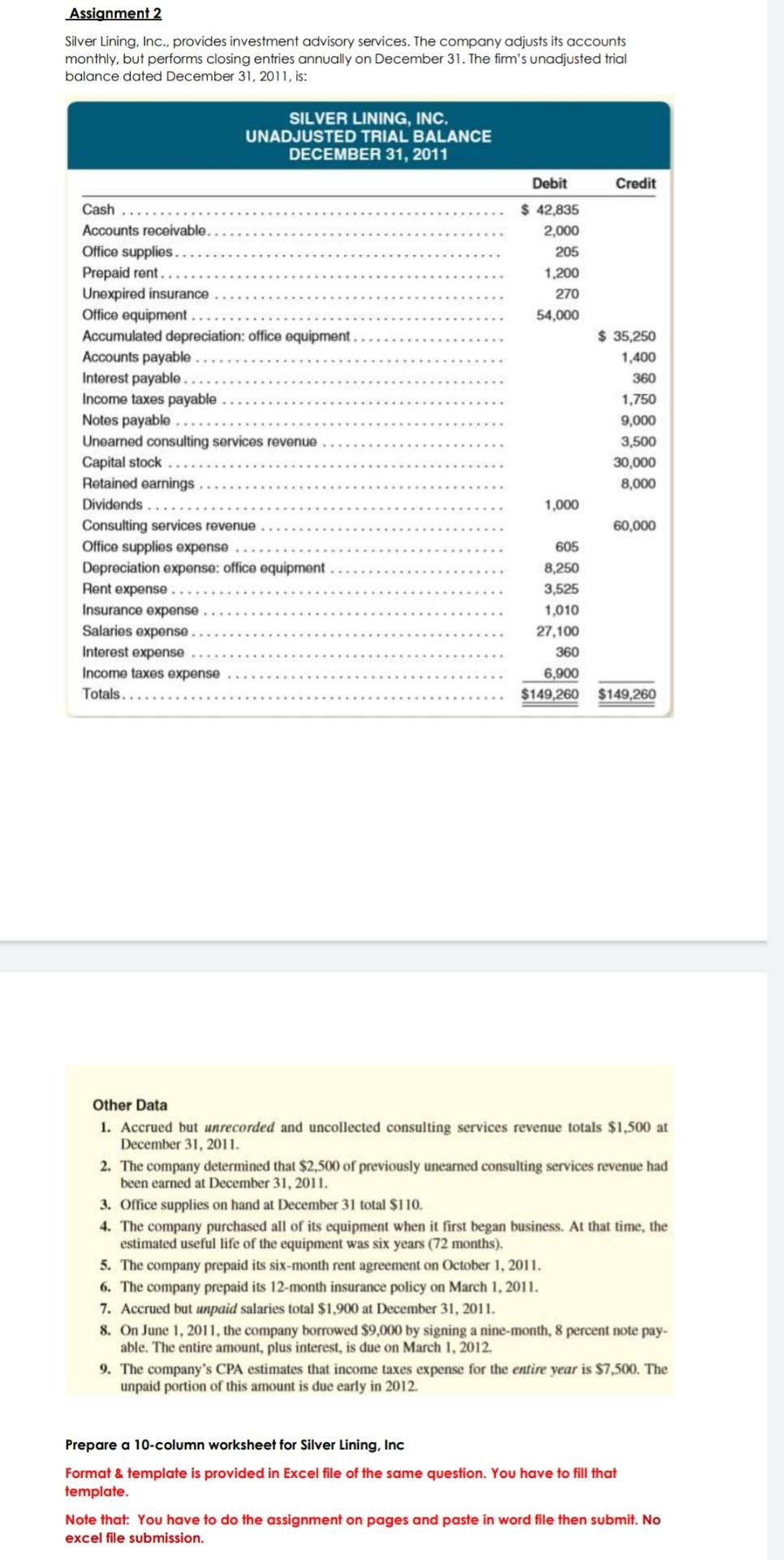 Solved Assignment 2 Silver Lining, Inc., provides investment