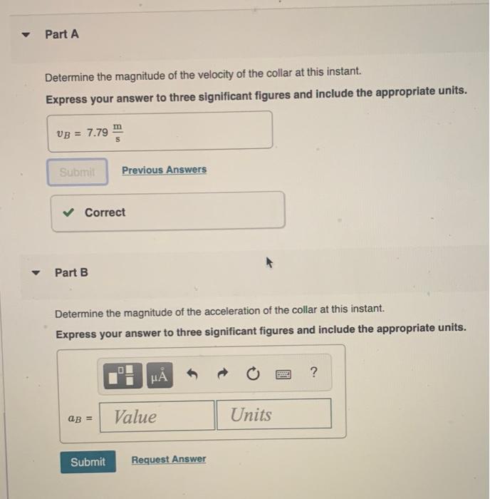 Solved Collar B moves to the left with a speed of 5 m/s,