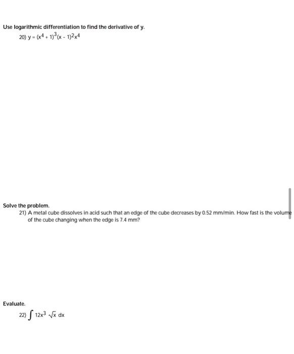 Solved Use logarithmic differentiation to find the | Chegg.com