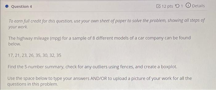 Solved Question 4 12 pts 5 1 Details To earn full credit for | Chegg.com