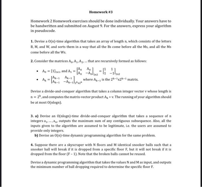 Solved Homework \#3 Homework 2 Homework Exercises Should Be | Chegg.com