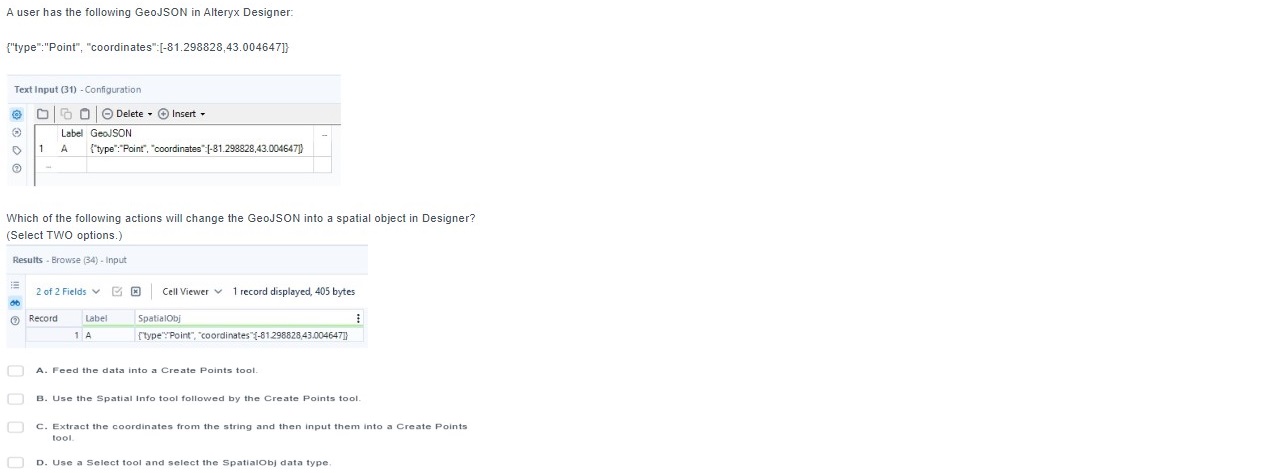 A User Has The Following GeoJSON In Alteryx | Chegg.com