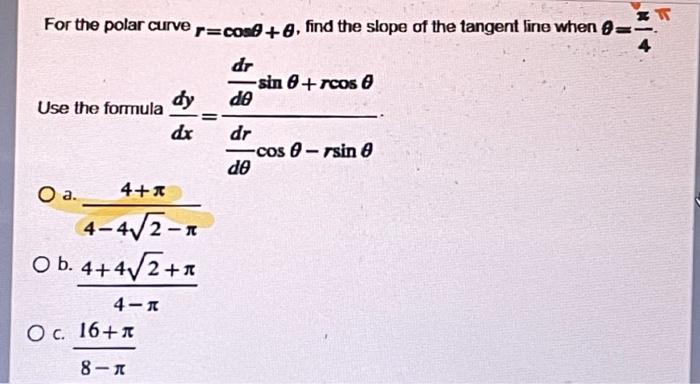 Solved can you solve it by steps ?note: theta is pi over 4 | Chegg.com