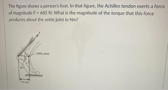 Solved The figure shows a person's foot. In that figure, the | Chegg.com