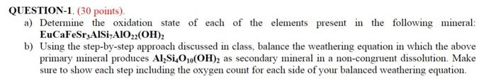 Solved a) Determine the oxidation state of each of the | Chegg.com