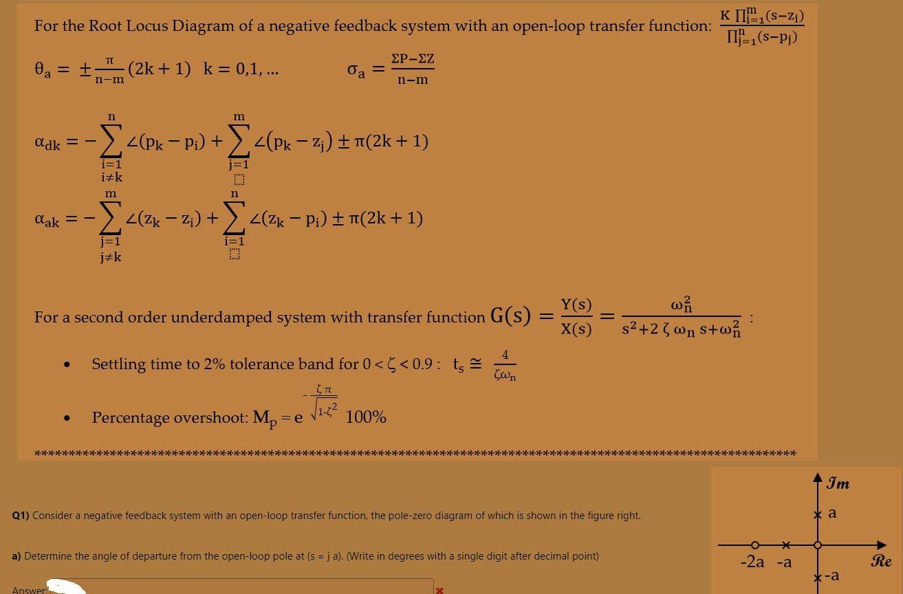 Solved For the Root Locus Diagram of a negative feedback | Chegg.com